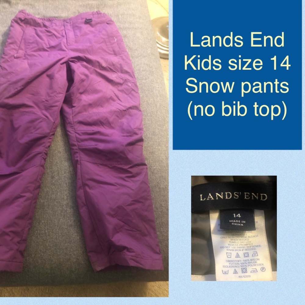Lands' End Purple Kids Snow Pants